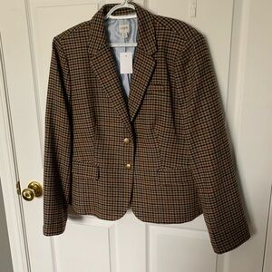 Brand New Houndstooth Wool JCrew Blazer Size 18